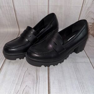 Mudd Black 10 Mary Jane Oxford Loafers Levante Y2K Chuncky Heel New Academia